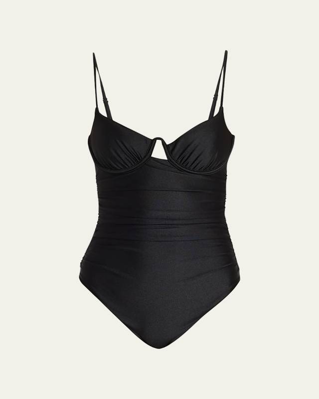 Laine Draped Satin Underwire One-Piece Swimsuit